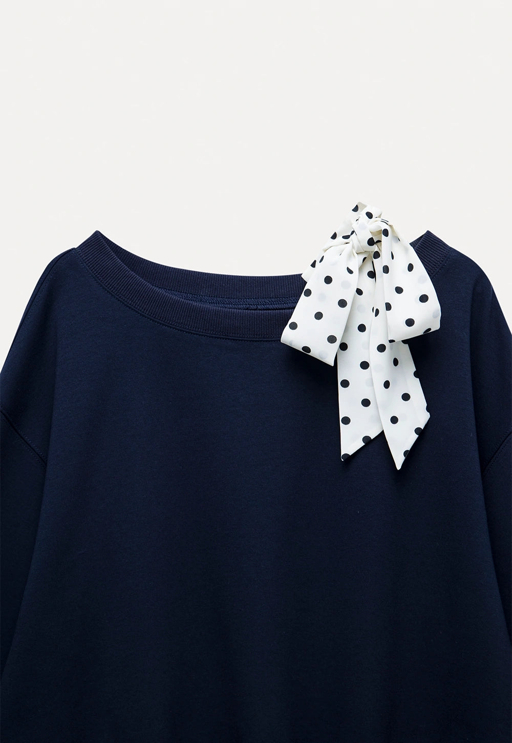 Tie-Front Loose One-Shoulder Sweatshirt