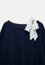 Tie-Front Loose One-Shoulder Sweatshirt