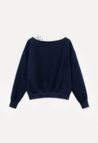 Tie-Front Loose One-Shoulder Sweatshirt