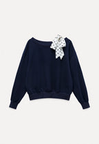 Tie-Front Loose One-Shoulder Sweatshirt