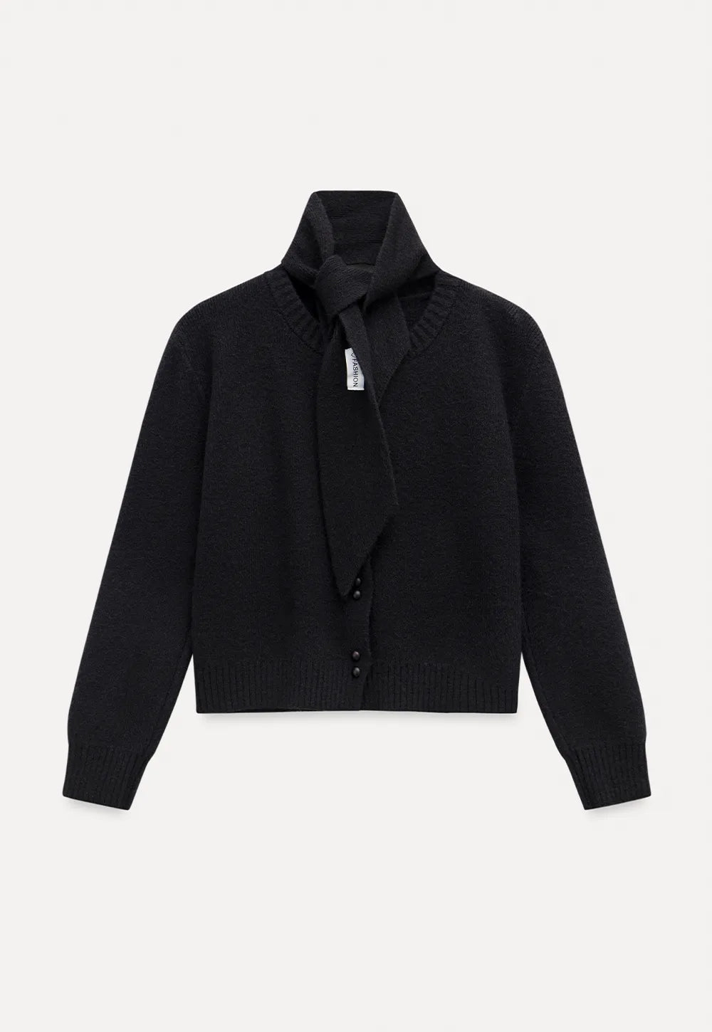 Scarf detailed knit cardigan