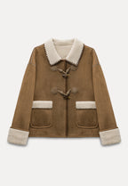 Faux Suede Toggle Jacket